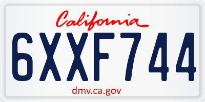 CA license plate 6XXF744