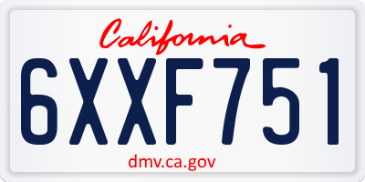 CA license plate 6XXF751