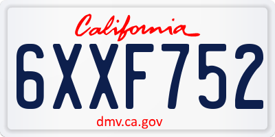 CA license plate 6XXF752