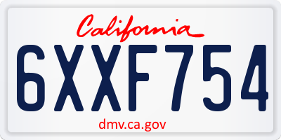 CA license plate 6XXF754