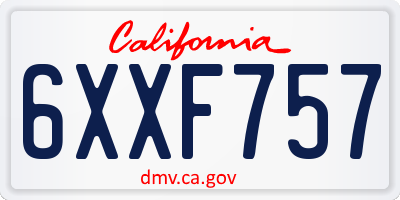 CA license plate 6XXF757