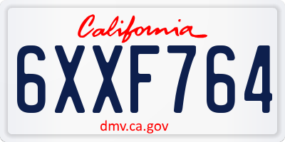 CA license plate 6XXF764