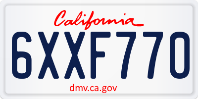 CA license plate 6XXF770