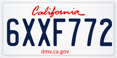 CA license plate 6XXF772