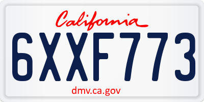CA license plate 6XXF773