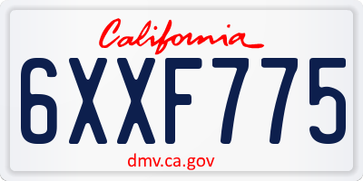 CA license plate 6XXF775