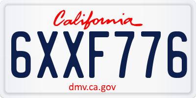 CA license plate 6XXF776