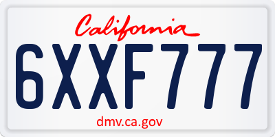 CA license plate 6XXF777