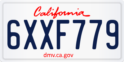 CA license plate 6XXF779