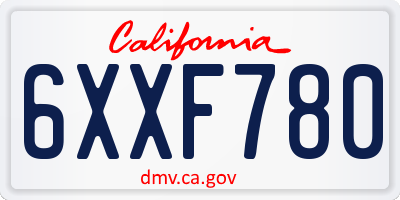 CA license plate 6XXF780
