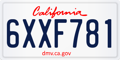 CA license plate 6XXF781