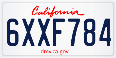 CA license plate 6XXF784