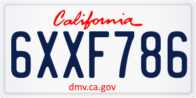 CA license plate 6XXF786