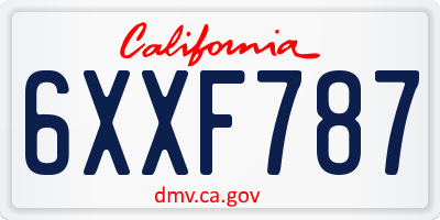 CA license plate 6XXF787