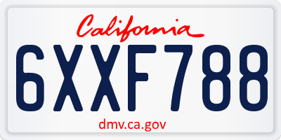 CA license plate 6XXF788