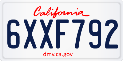 CA license plate 6XXF792