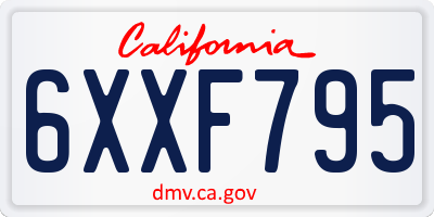 CA license plate 6XXF795