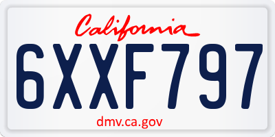 CA license plate 6XXF797