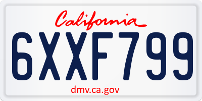 CA license plate 6XXF799