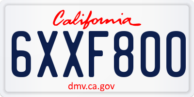 CA license plate 6XXF800