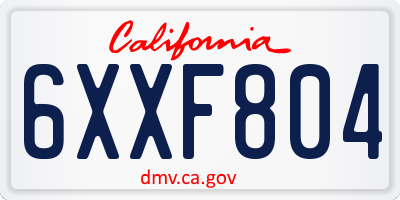 CA license plate 6XXF804