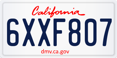 CA license plate 6XXF807