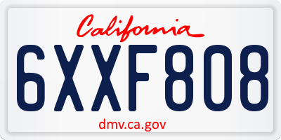 CA license plate 6XXF808