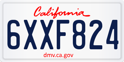 CA license plate 6XXF824