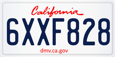 CA license plate 6XXF828