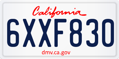 CA license plate 6XXF830