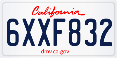 CA license plate 6XXF832
