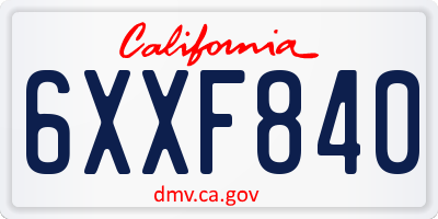 CA license plate 6XXF840
