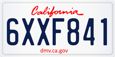 CA license plate 6XXF841