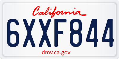 CA license plate 6XXF844