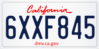CA license plate 6XXF845