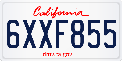 CA license plate 6XXF855