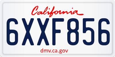 CA license plate 6XXF856