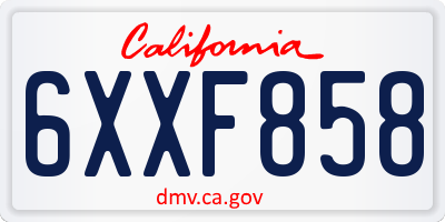 CA license plate 6XXF858