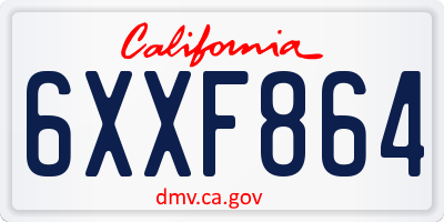 CA license plate 6XXF864