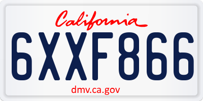 CA license plate 6XXF866
