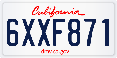 CA license plate 6XXF871