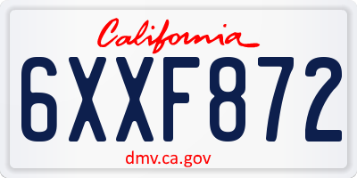 CA license plate 6XXF872