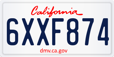 CA license plate 6XXF874