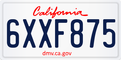 CA license plate 6XXF875