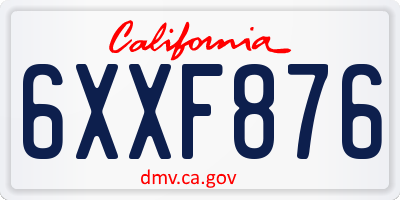 CA license plate 6XXF876