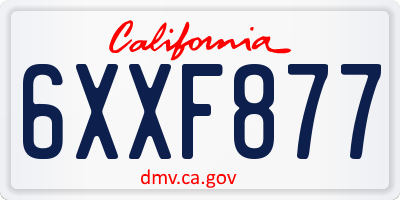 CA license plate 6XXF877