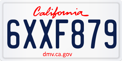 CA license plate 6XXF879