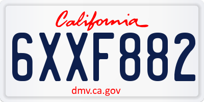 CA license plate 6XXF882
