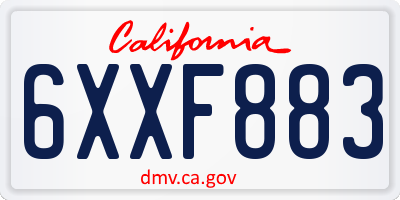 CA license plate 6XXF883