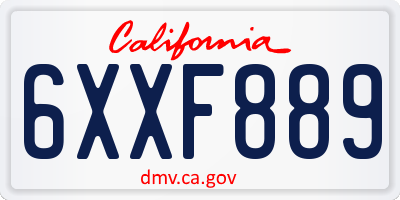 CA license plate 6XXF889